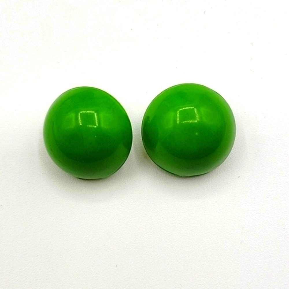 West Germany Signed Green Clip On Earrings